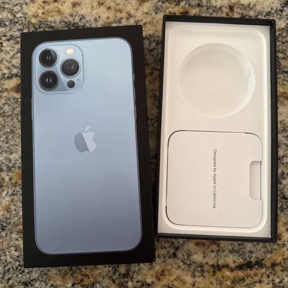 Apple iPhone 13 Pro Max Sierra Blue 128 GB Empty Box Only, NO PHONE